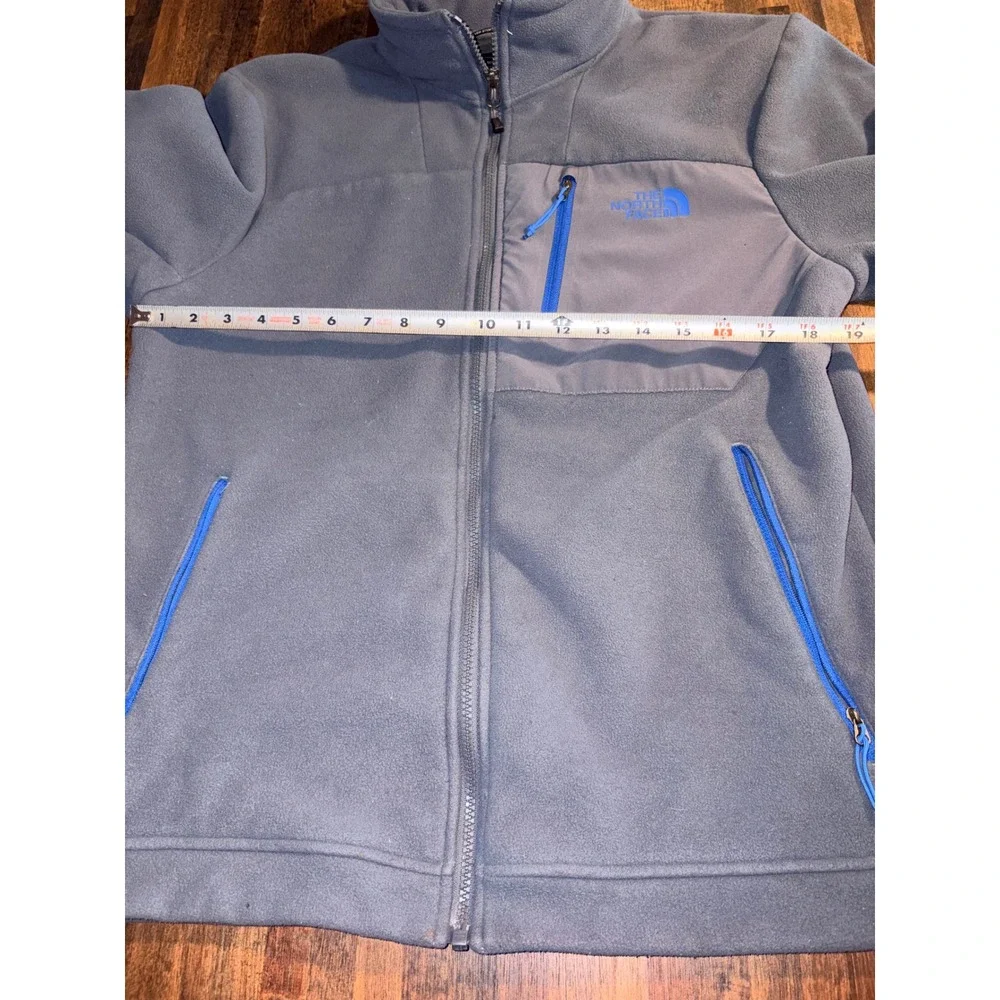 The North Face TKA Glacier Full Zip Fleece Jacket Mens Medium Grey Blue Logo